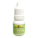 Small white bottle with a green label on a white background