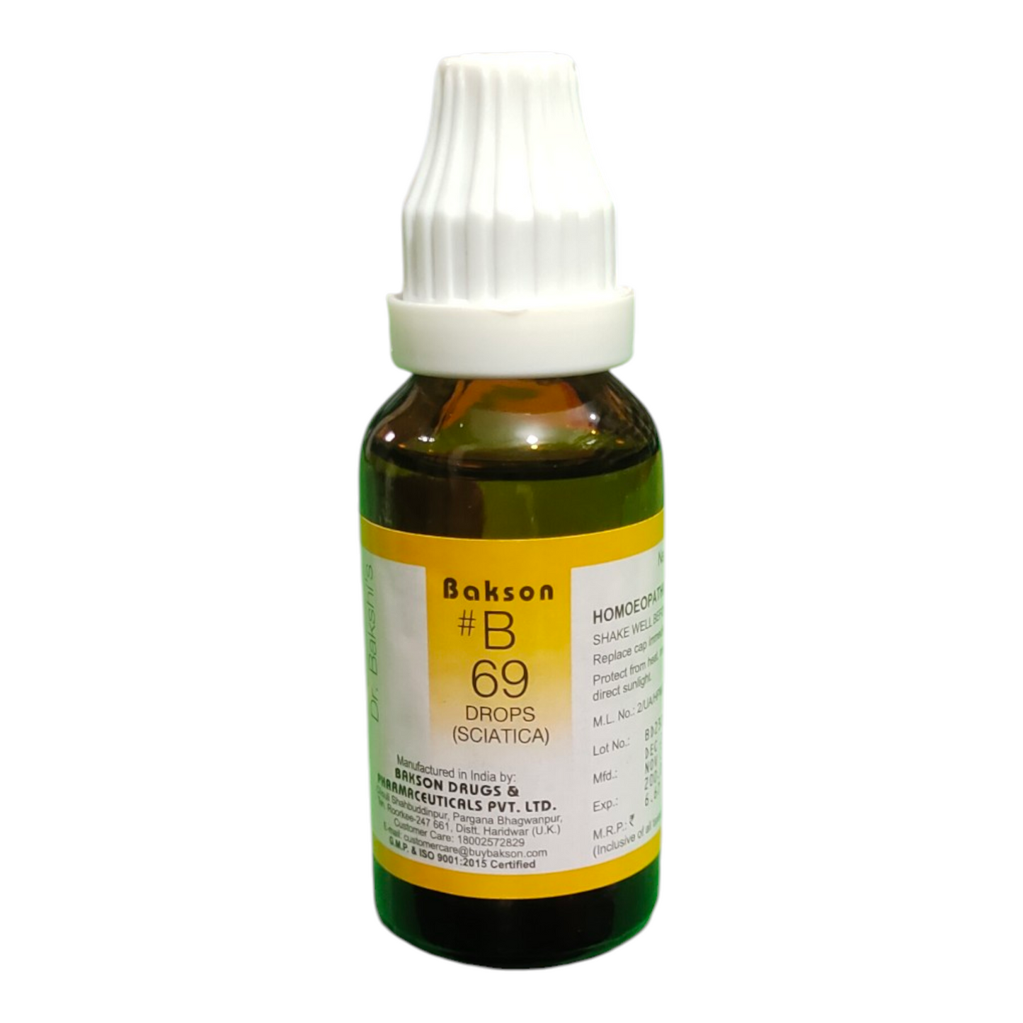 Bakson B 69 Drops bottle on a white background