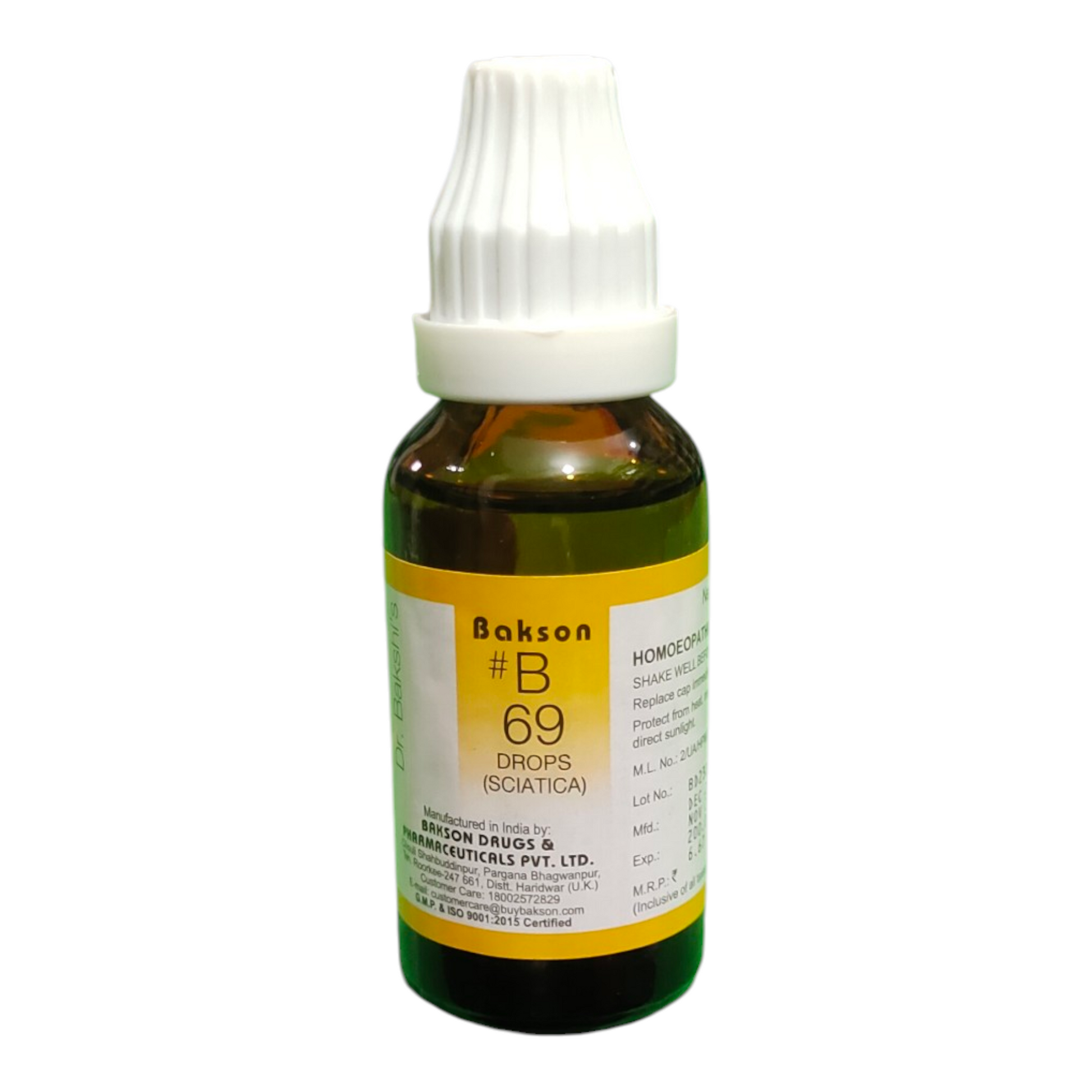 Bakson B 69 Drops bottle on a white background
