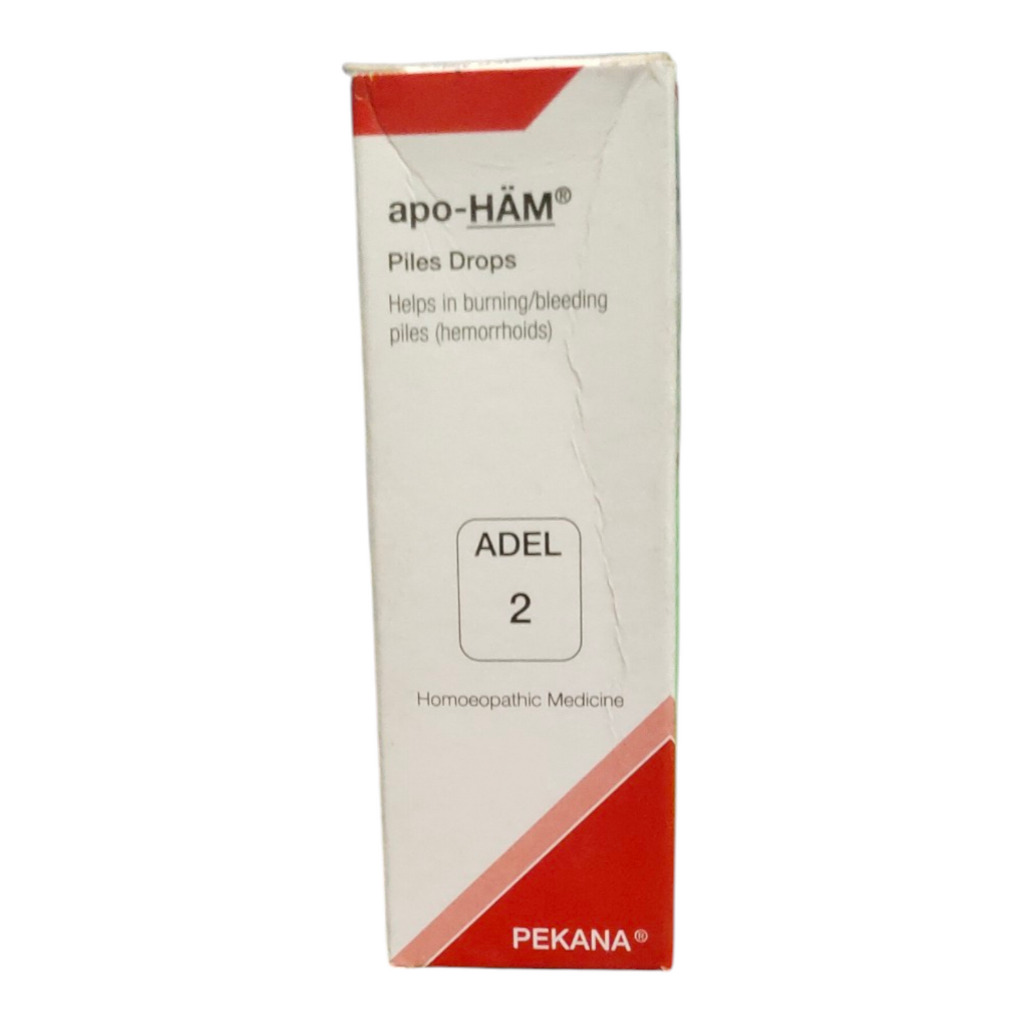 Apo-Ham Piles Drops packaging with red and white design on a white background