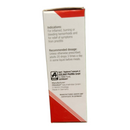 Medication box with red and white design on a white background