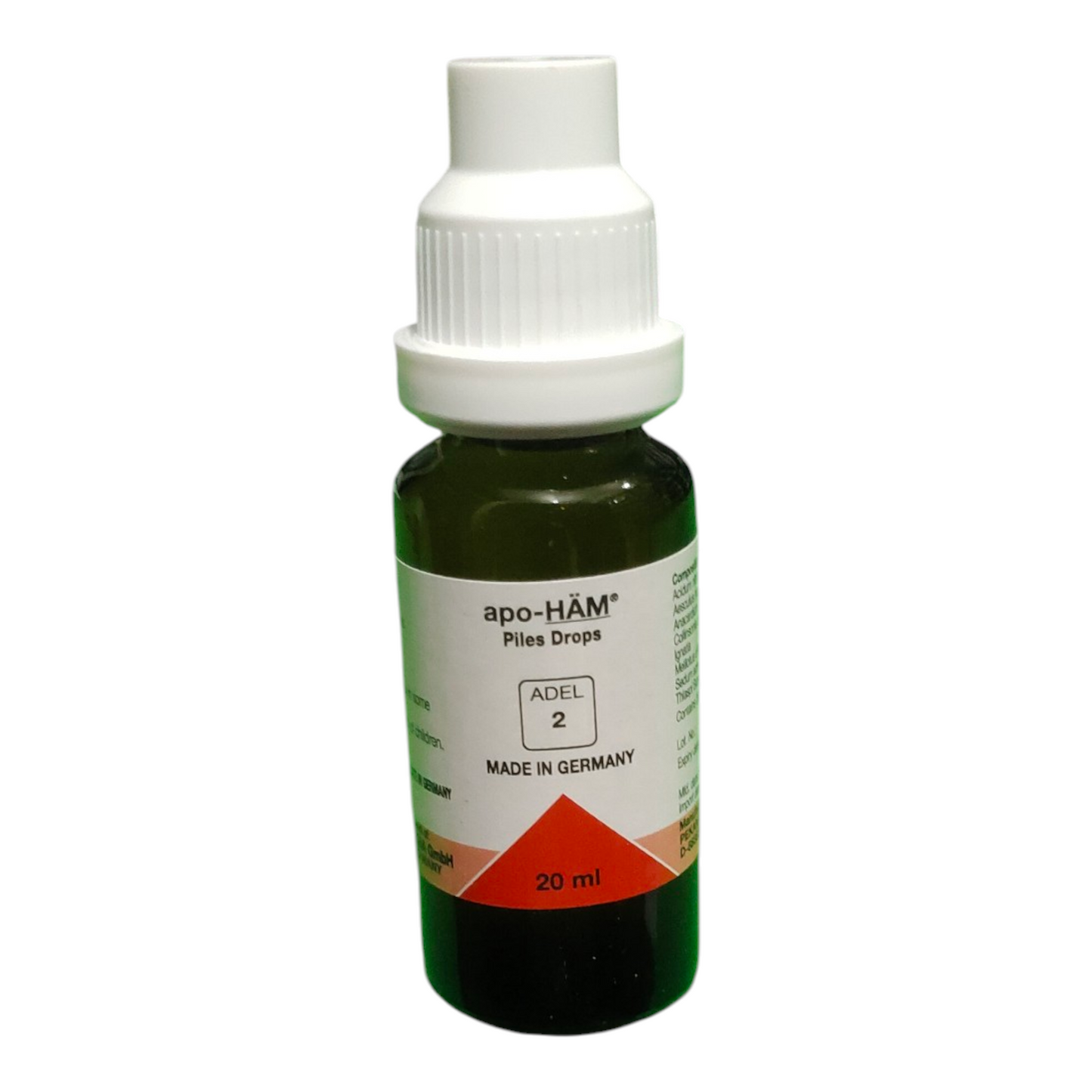 Bottle of apo-HAM Piles Drops on a white background