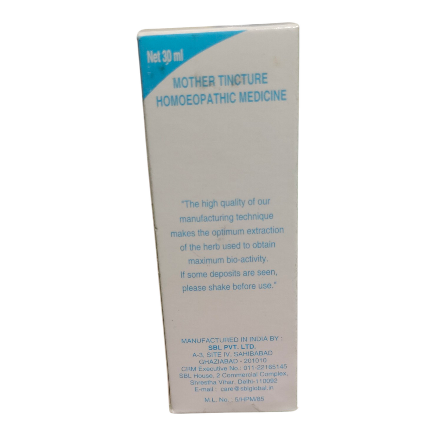 Box of Mother Tincture Homoeopathic Medicine on a white background