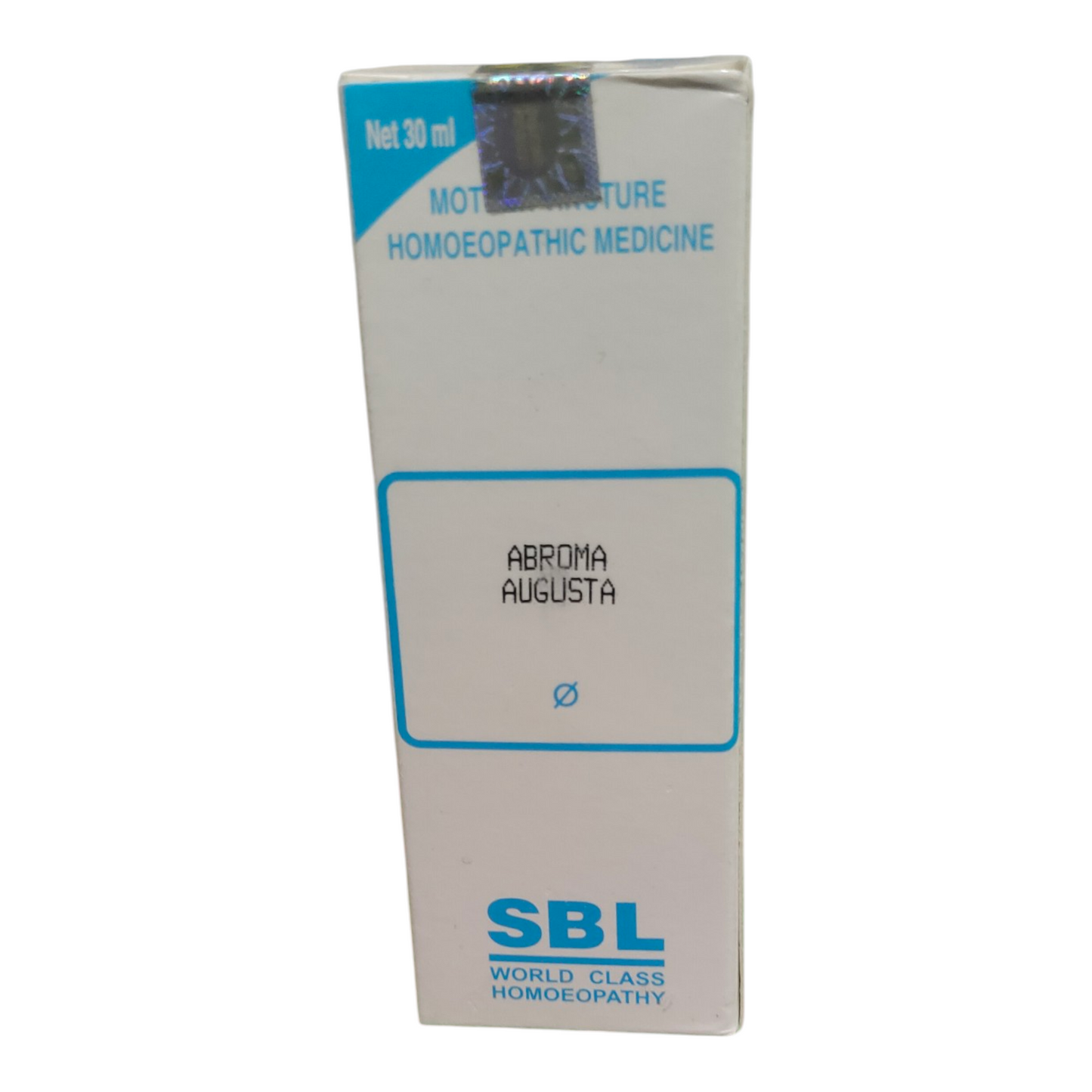 SBL Abroma Augusta homeopathic medicine box on a white background