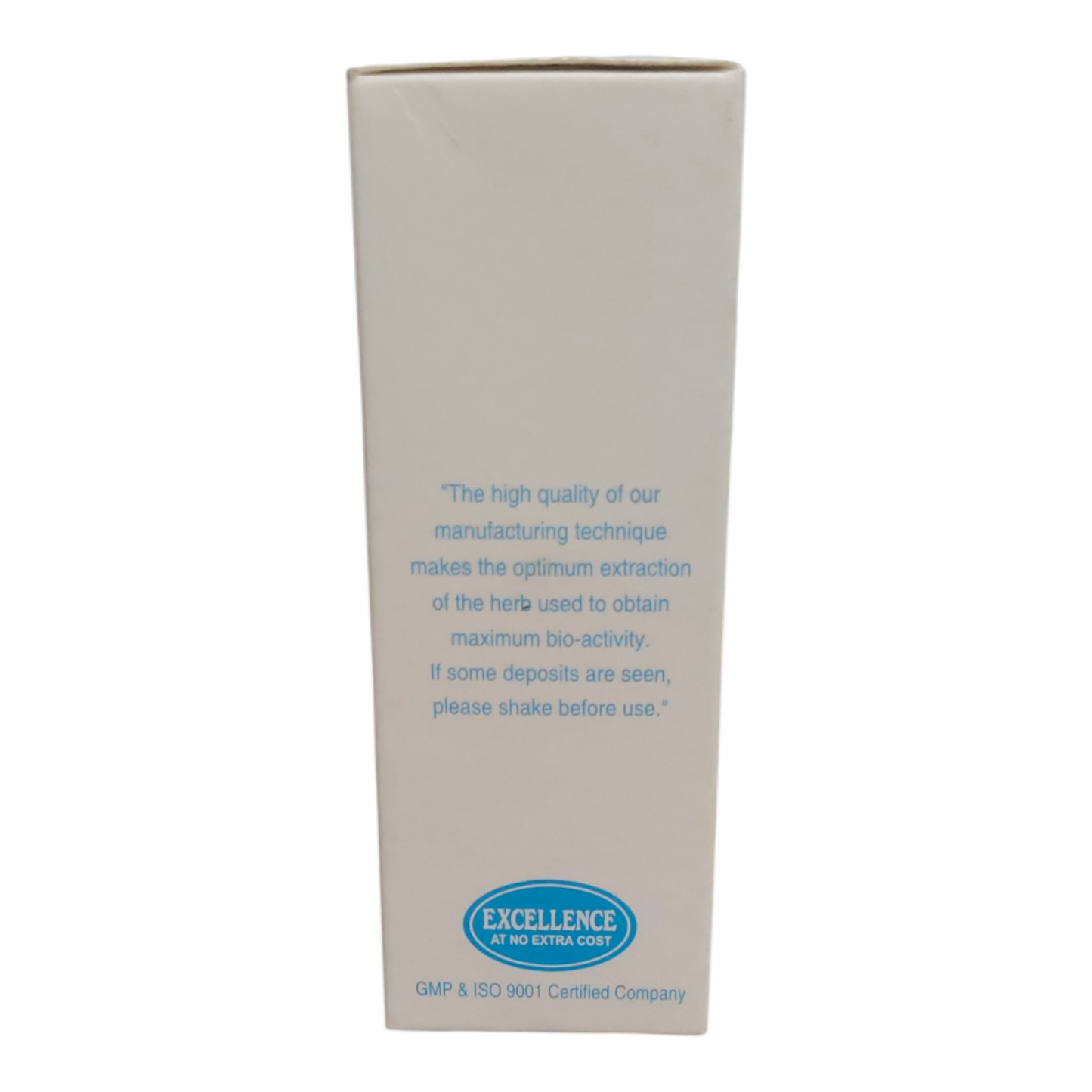 Beige box with blue text and 'Excellence' logo on a white background