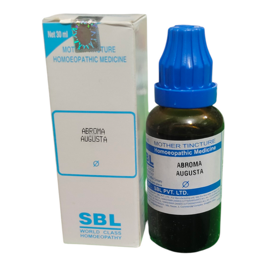 SBL Abroma Augusta homeopathic medicine bottle and box on a white background