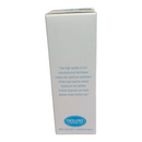 White box with blue text and logo on a white background