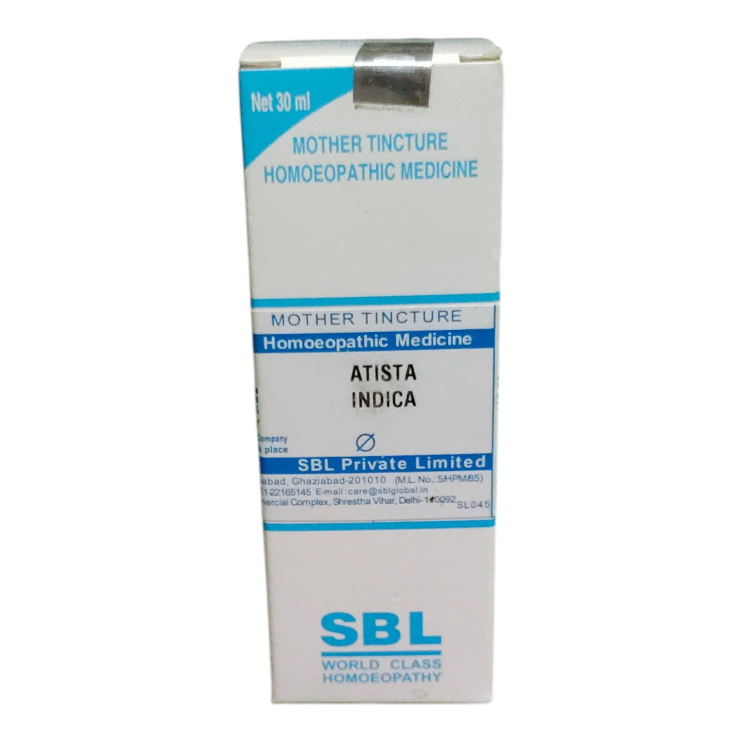 SBL Atista Indica homeopathic medicine box on a white background