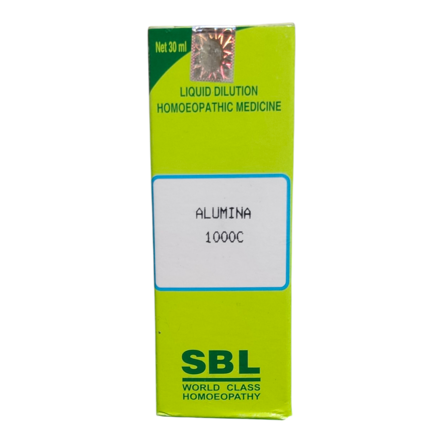 SBL Alumina 1000C homeopathic medicine bottle on a white background
