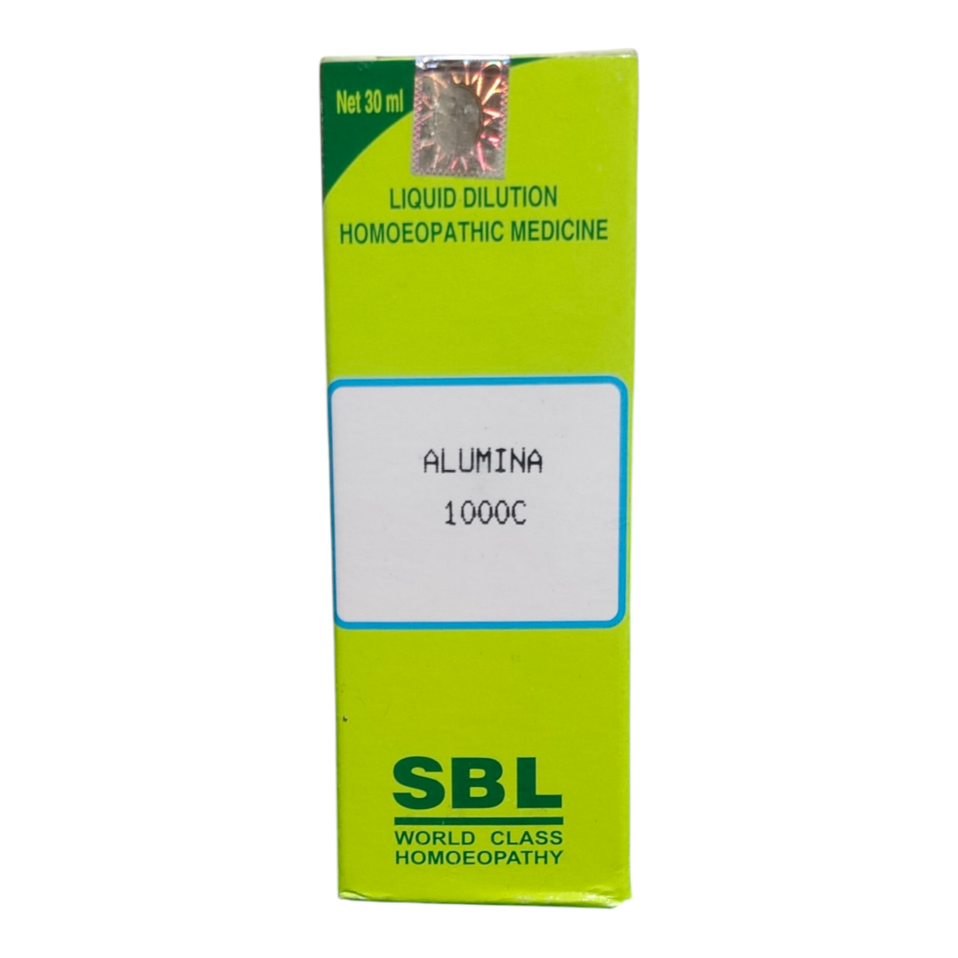 SBL Alumina 1000C homeopathic medicine bottle on a white background