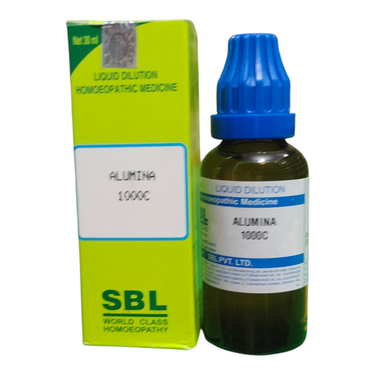 SBL Alumina 1000C homeopathic medicine bottle and packaging on a white background