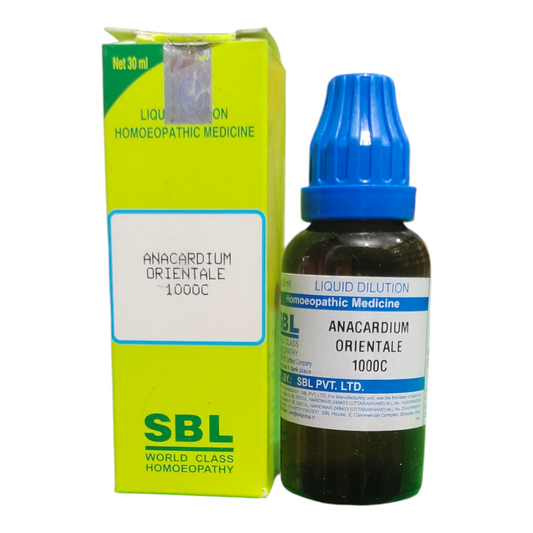 SBL Anacardium Orientale 1000C homeopathic medicine bottle and packaging on a white background