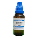 Bottle of Antimonium Tartaricum 1000C liquid dilution on a white background