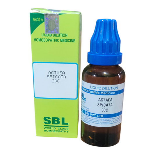 SBL Actaea Spicata 30C homeopathic medicine bottle and packaging on a white background