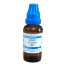 Bottle of Acidum Aceticum 30C homeopathic medicine with a blue cap on a white background