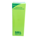 Green box of SBL liquid dilution homeopathic medicine on a white background