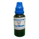 Bottle of Allium Cepa homeopathic medicine with blue cap on a white background