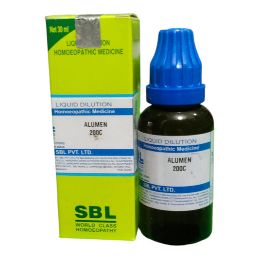 SBL Alumen 200C homeopathic medicine bottle and packaging on a white background