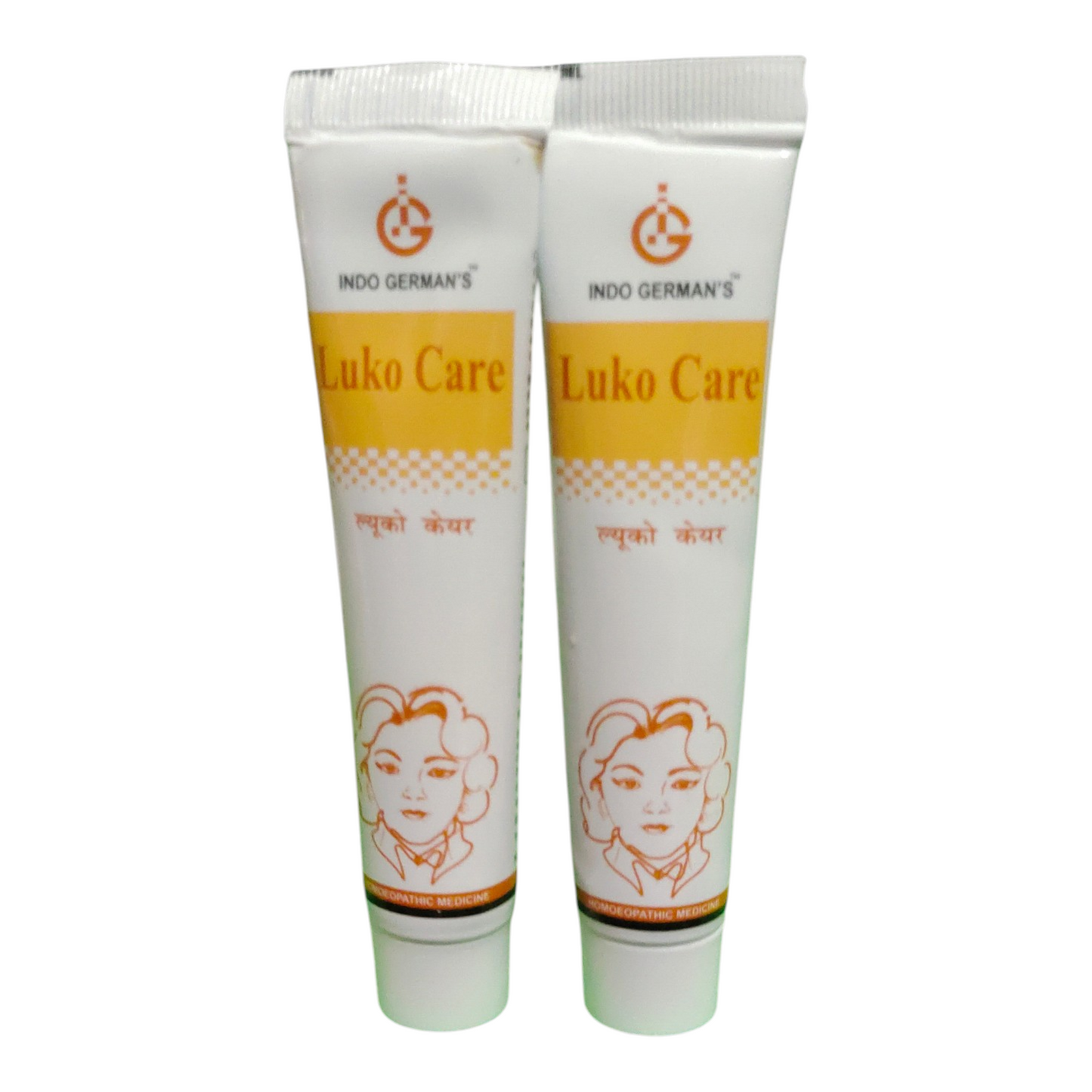 Two tubes of Indo German's Luko Care cream on a white background