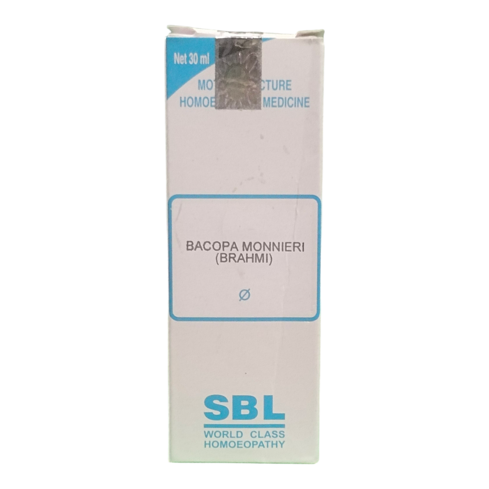 SBL Bacopa Monnieri (Brahmi) homeopathy medicine packaging on a white background