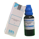 Bottle and box of SBL Bacopa Monnieri Brahmi homeopathic medicine on a white background