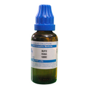 Bottle of liquid dilution labeled 'Bufo Rana 1000C' on a white background