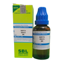Bottle and box of Baryta Iodata 30C homoeopathic medicine by SBL on a white background