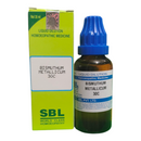 SBL Bismuthum Metallicum 30C homeopathic medicine bottle and packaging on a white background