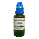 Bottle of Baryta Carbonica 30C homeopathic medicine with blue cap on a white background