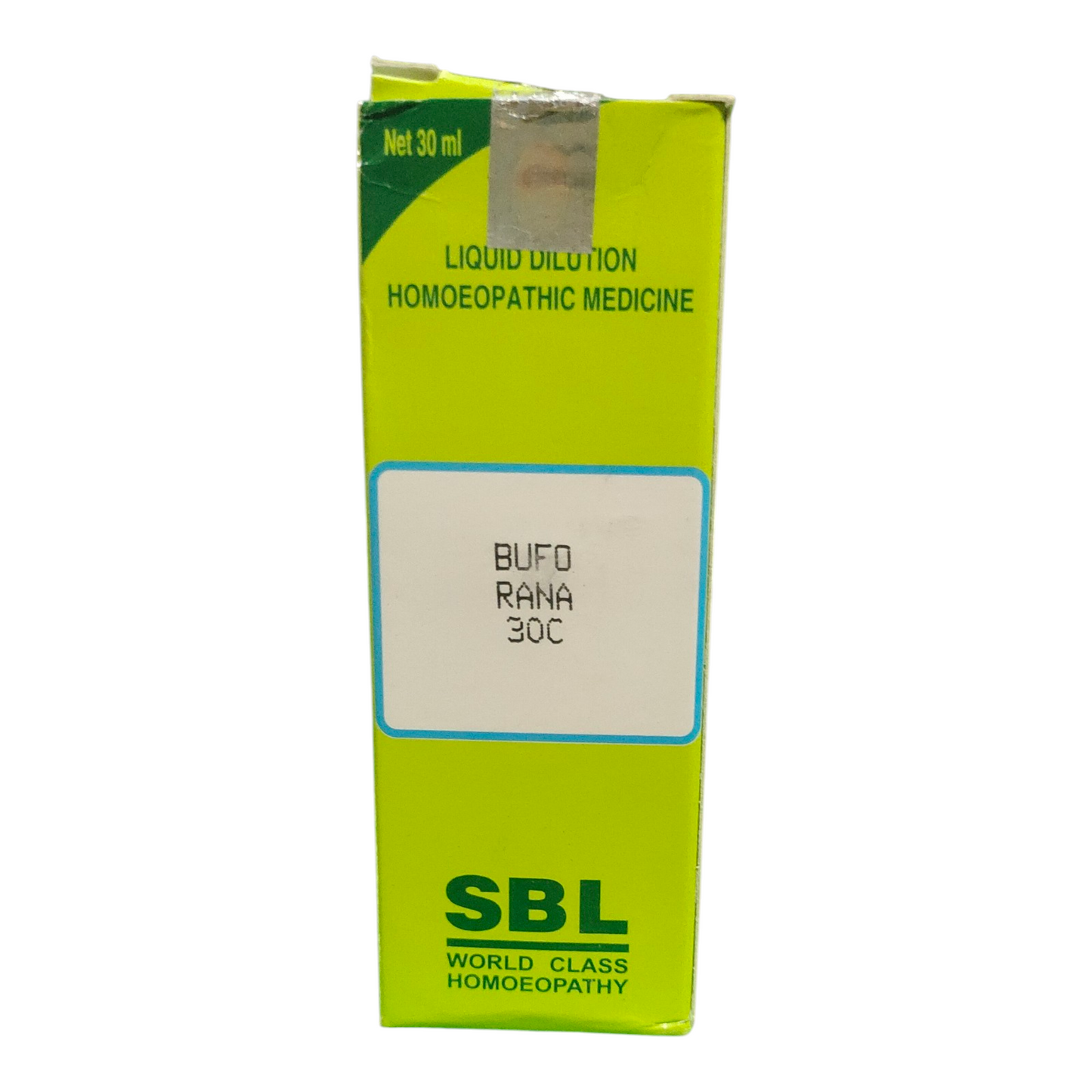 SBL homeopathic medicine box with green and white design on a white background