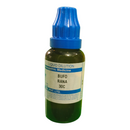 Bottle of liquid dilution labeled 'Bufo Rana 30C' on a white background