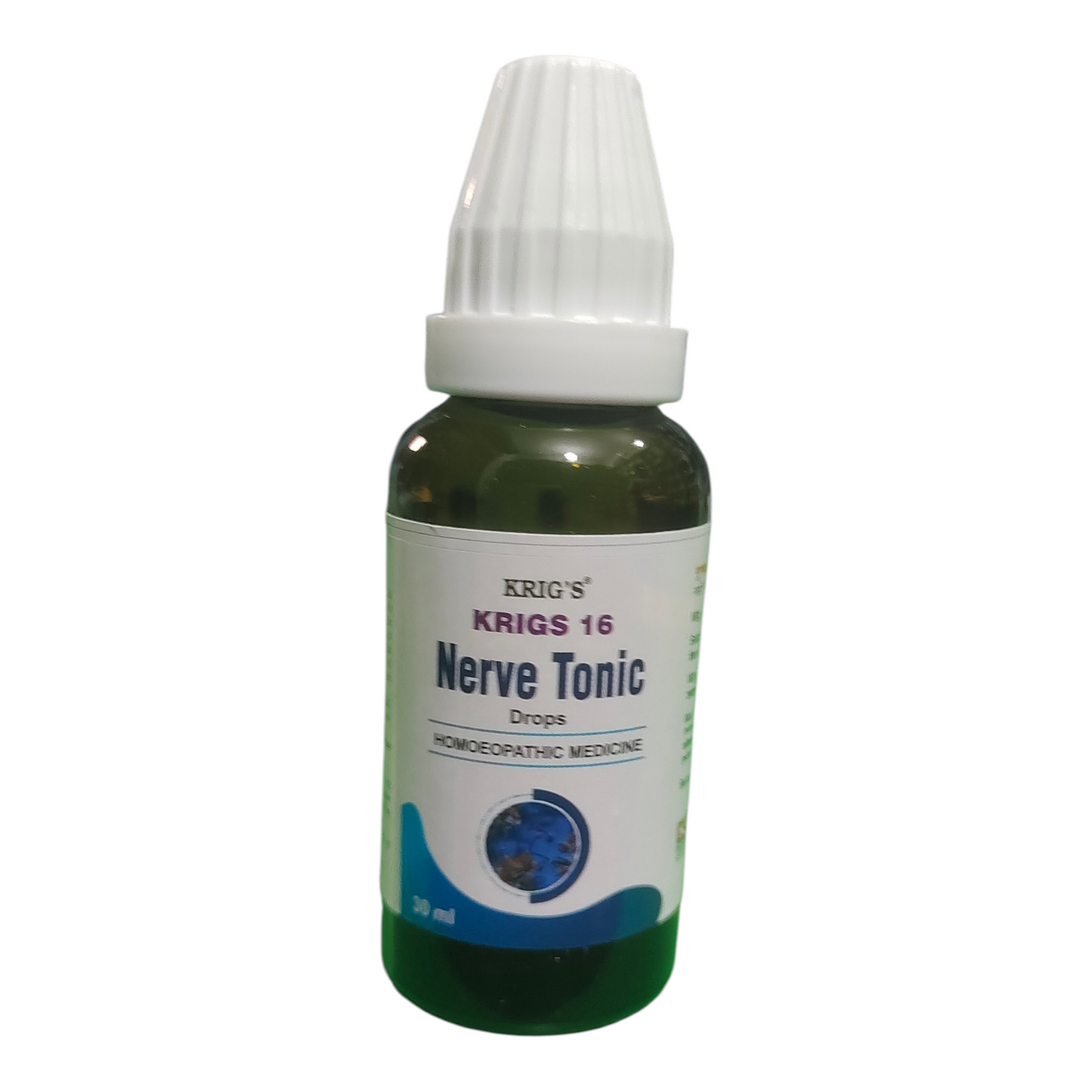 Bottle of Krig's Nerve Tonic Drops on a white background