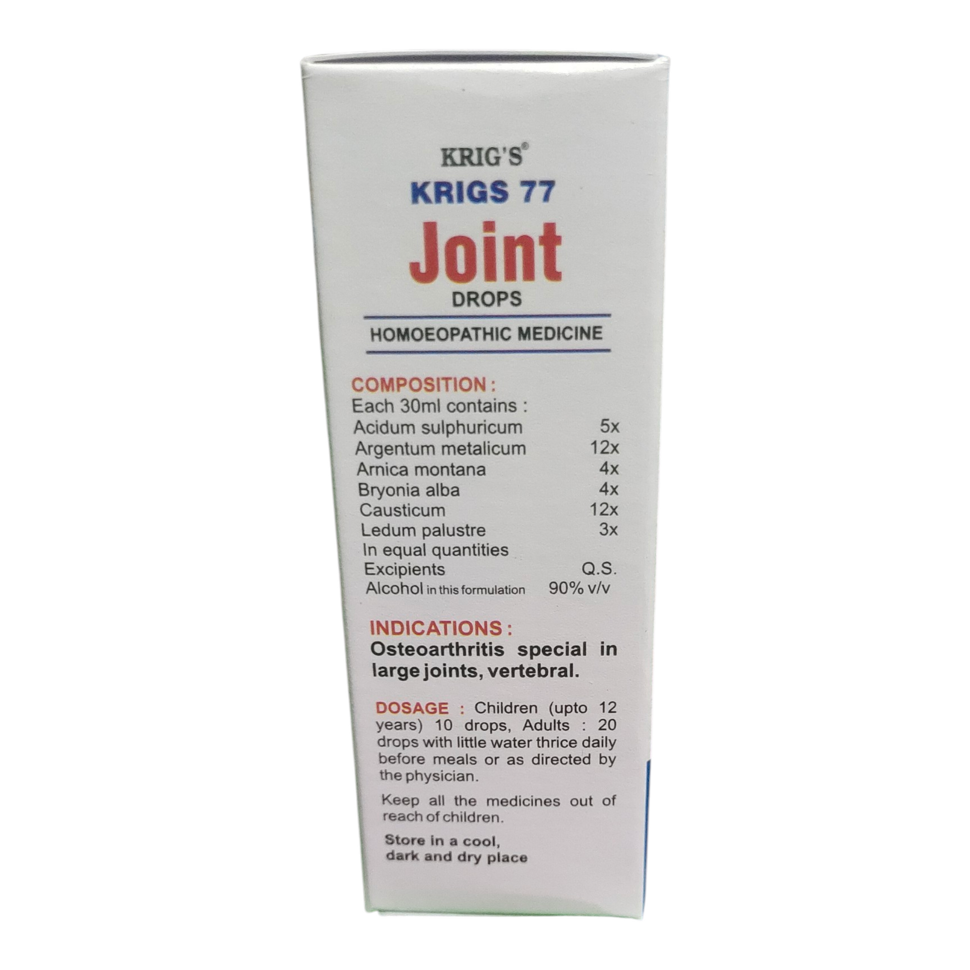 Box of Krig's 77 Joint Drops on a white background