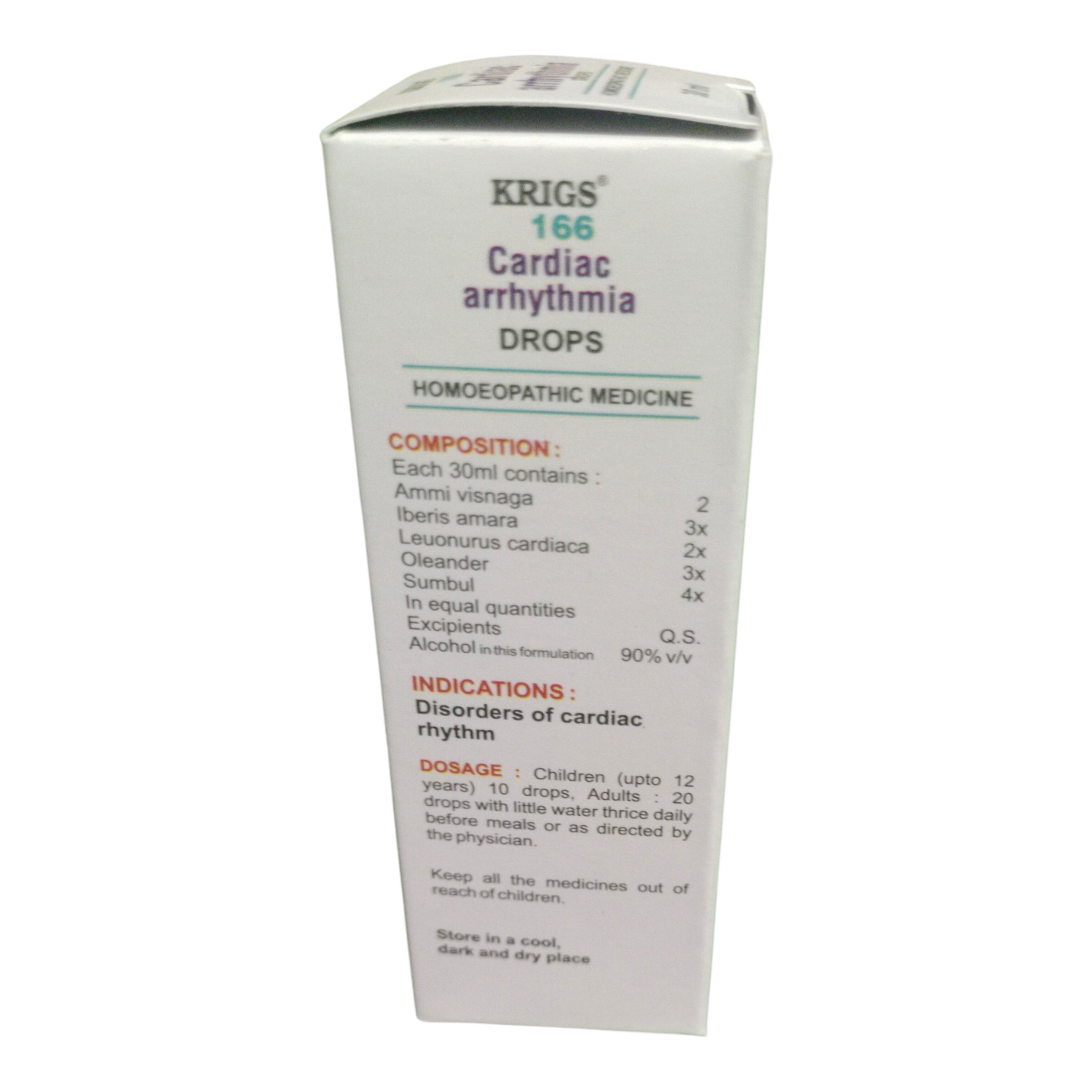 Box of Krigs 166 Cardiac Arrhythmia Drops on a white background