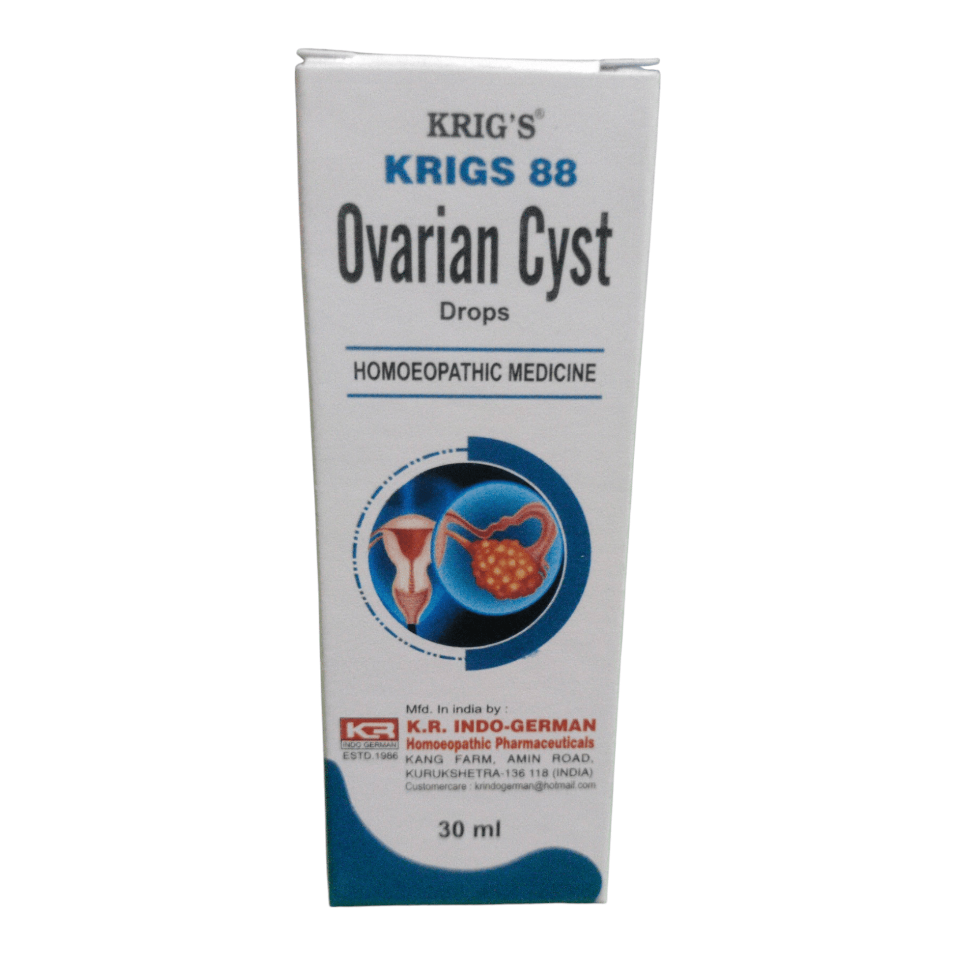 KRIG'S 88 OVARIAN CYST DROPS HOMEPATHIC MEDICINE 30ML - Liquid type - Bhanu Pratap