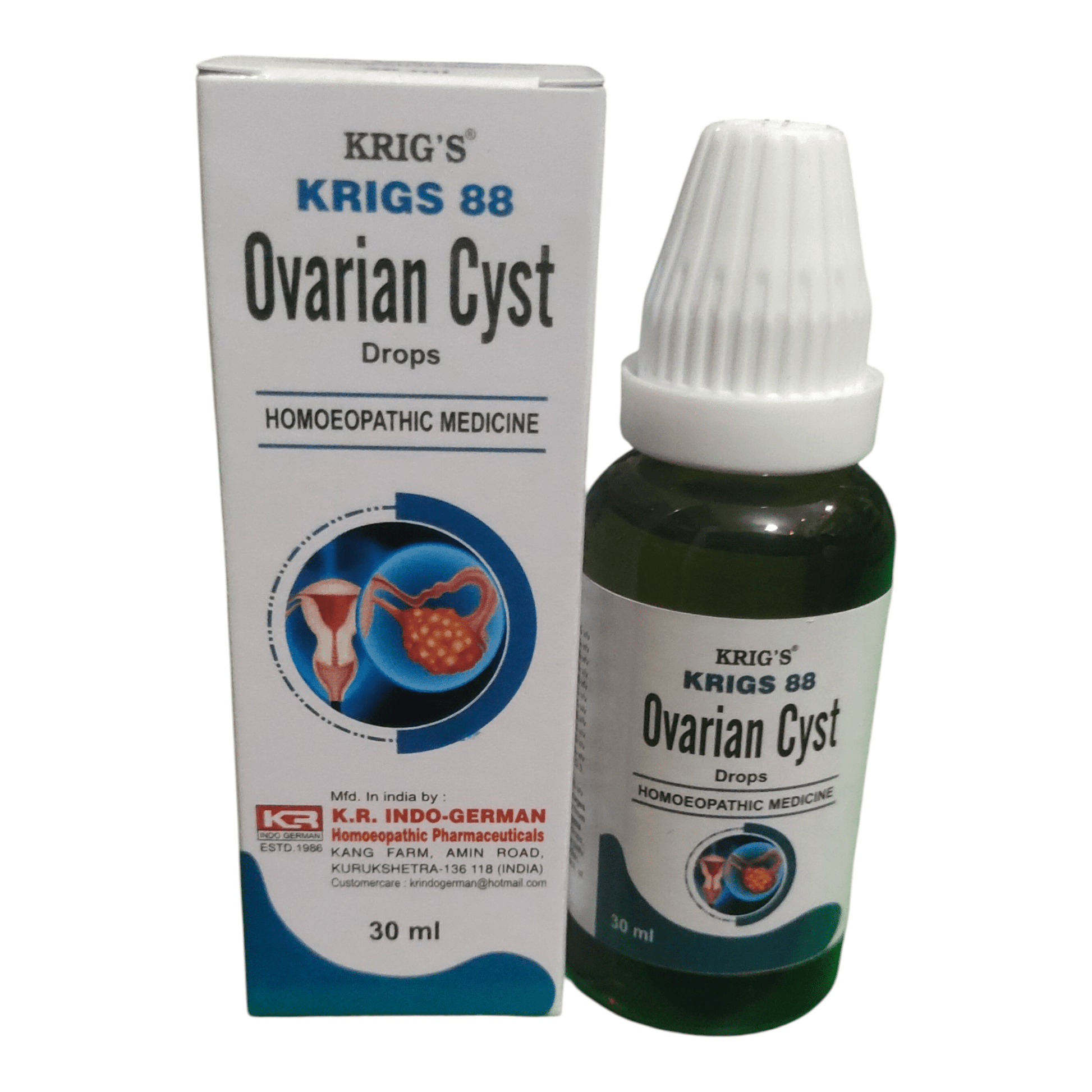 KRIG'S 88 OVARIAN CYST DROPS HOMEPATHIC MEDICINE 30ML - Liquid type - Bhanu Pratap