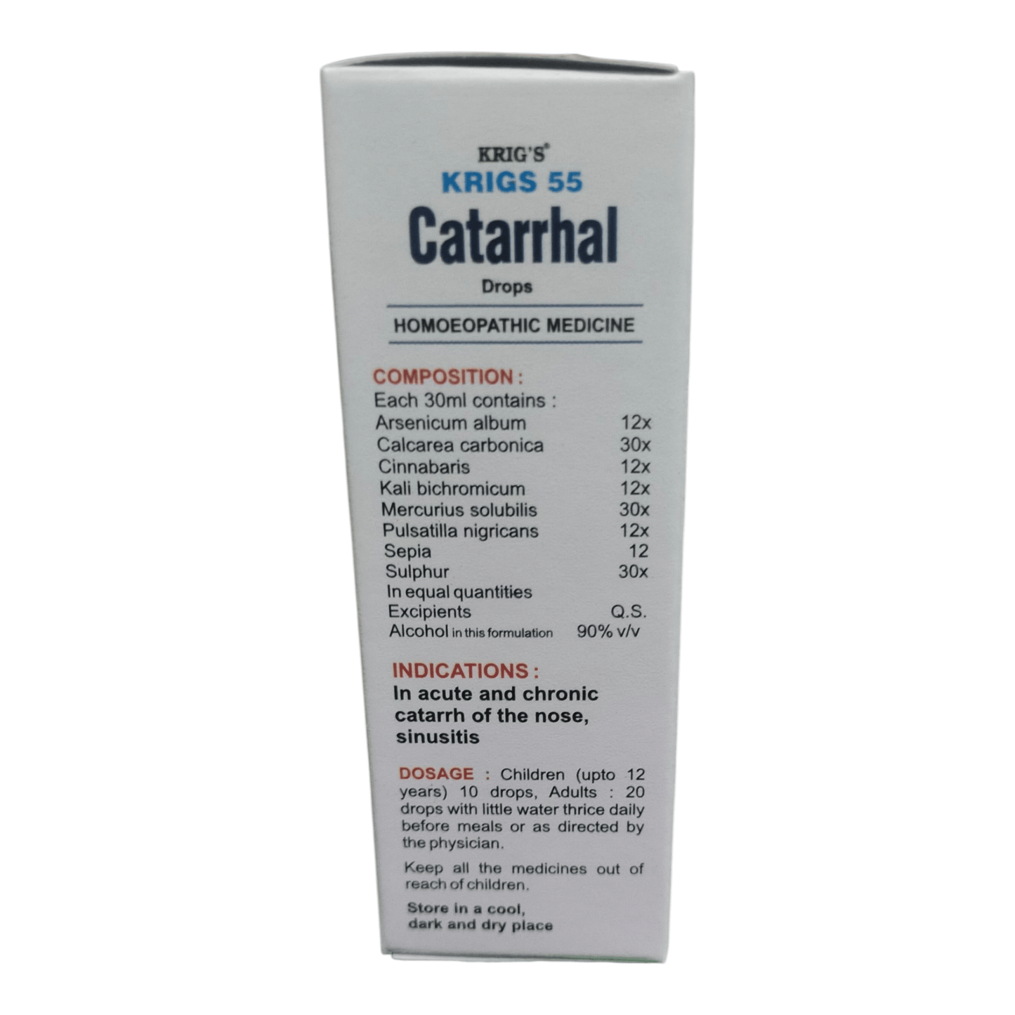 KRIG'S 55 CATARRHAL DROPS HOMEOPATHIC MEDICINE 30ML - Liquid - Bhanu Pratap