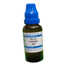 Bottle of Bellis Perennis 200C homeopathic medicine with a blue cap on a white background