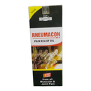 Box of Rheumacon Pain Relief Oil with branding and product description on a white background