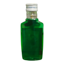 Small green bottle with a white cap on a white background