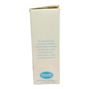 Back view of a white rectangular box with text on a white background