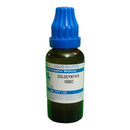 Bottle of Colocynthis 1000C homeopathic medicine with a blue cap on a white background