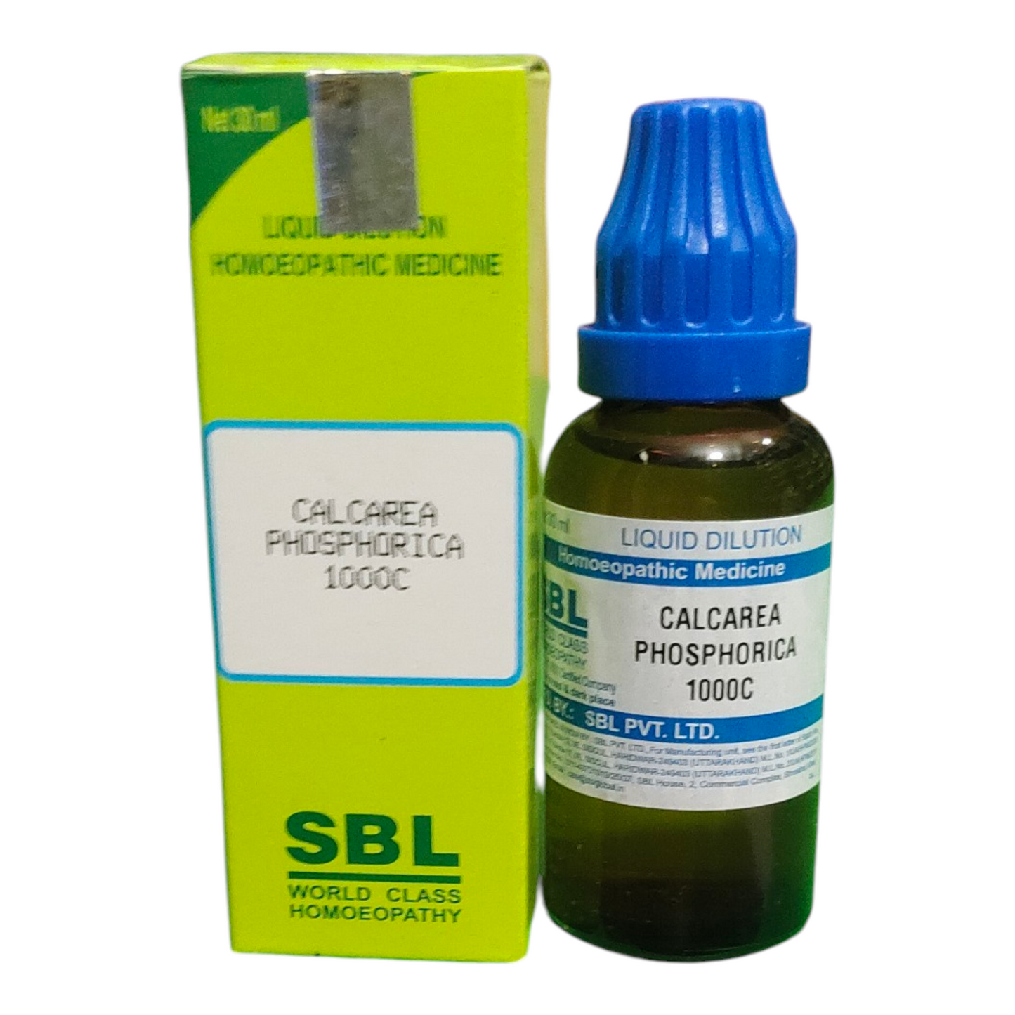 SBL Calcarea Phosphorica 1000C homeopathic medicine bottle and packaging on a white background