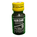 Green bottle labeled 'Hair-Care' with yellow cap on a white background