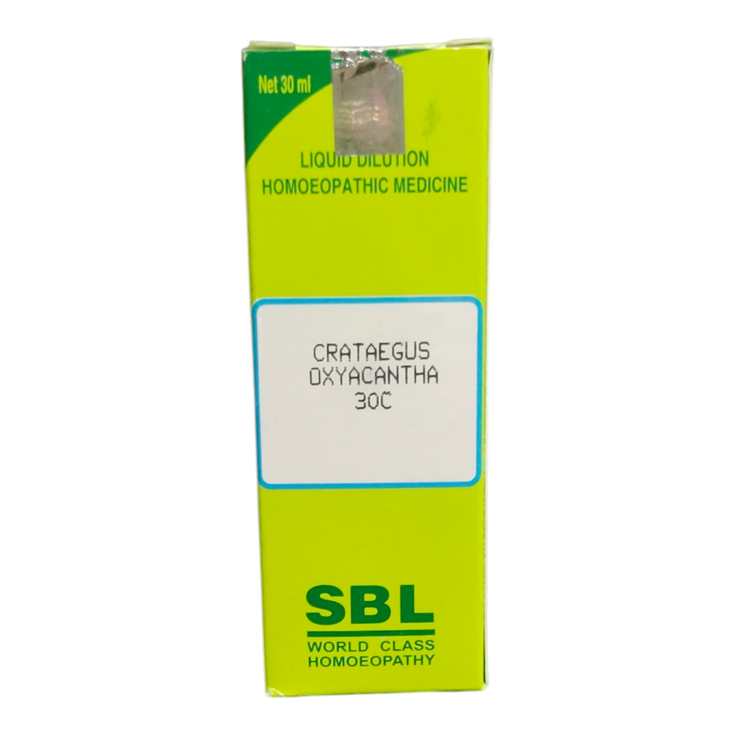 SBL Crataegus Oxyacantha 30C homeopathic medicine box on a white background