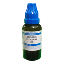 Bottle of Crataegus Oxyacantha 30C liquid dilution on a white background