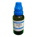 Bottle of Cyclamen Europaeum 30C liquid dilution with blue cap on a white background