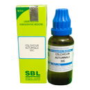 SBL Colchicum Autumnale 30C homeopathic medicine bottle and packaging on a white background