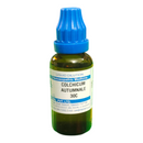 Bottle of Colchicum Autumnale 30C homeopathic medicine with a blue cap on a white background