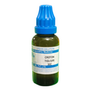 Bottle of Croton Tiglum liquid dilution with blue cap on a white background